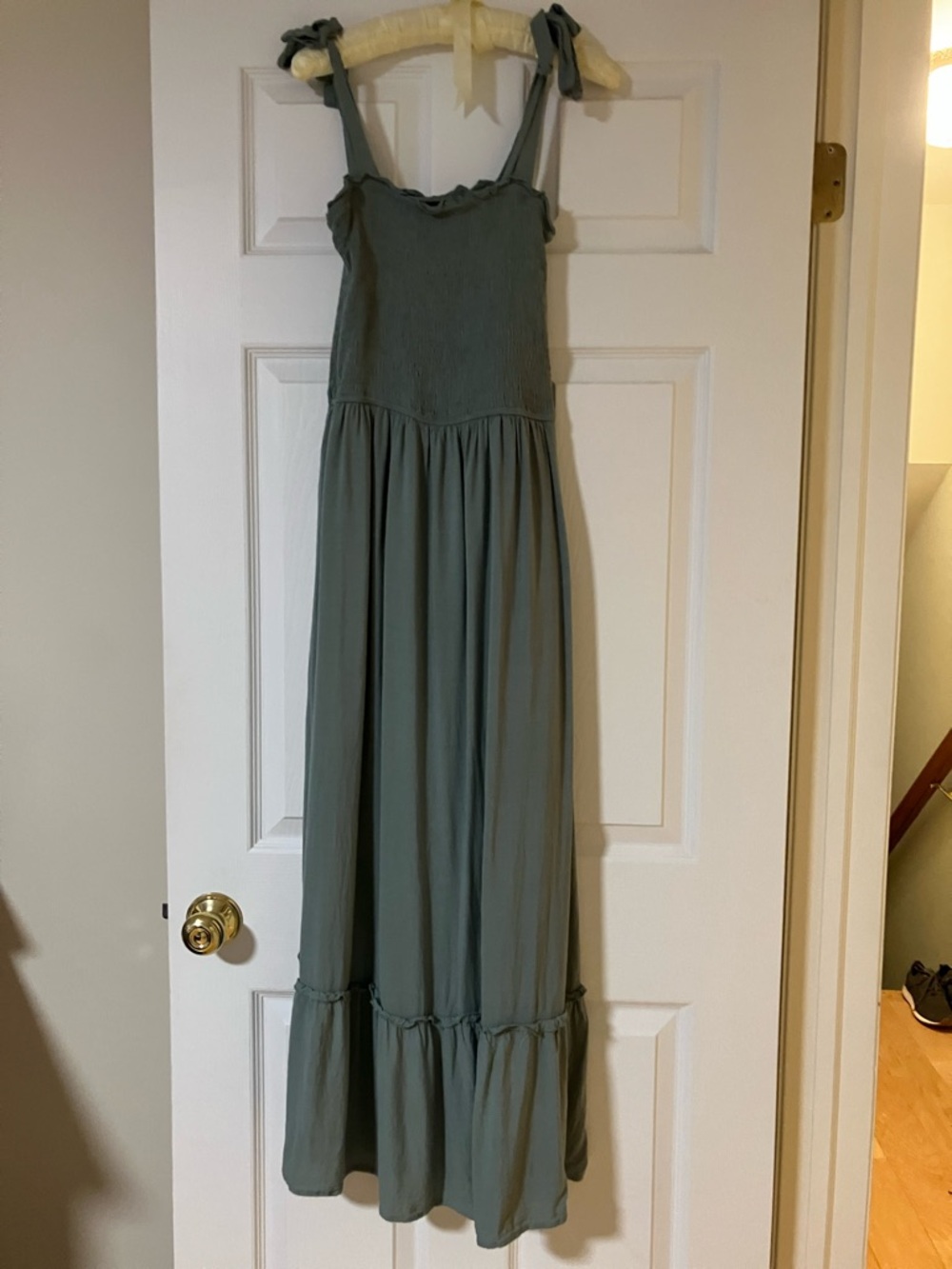 Sleeveless Smocked Maxi Dress in Sage Green
